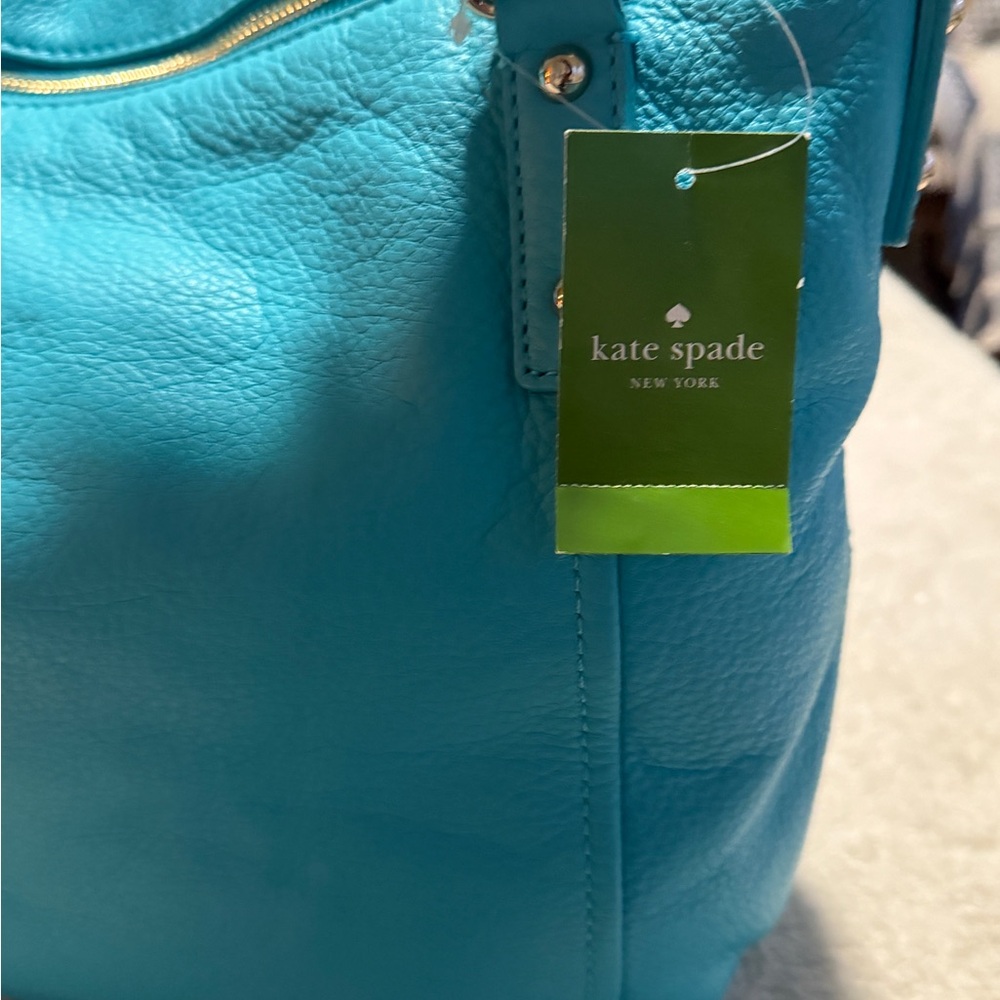 Kate Spade Cobble Hill Kori Large Tote Adriatic turquoise Pebbled Leather NWT - Picture 12 of 15